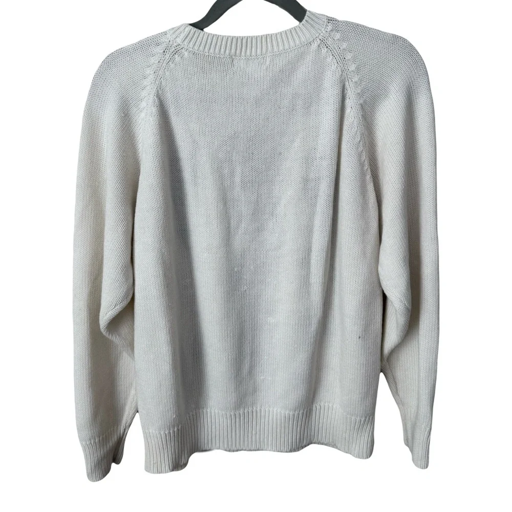 Vintage Alfred Dunner Floral Knit‎ Chunky Cottage White Crewneck Sweater Medium